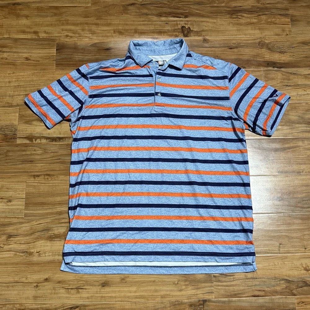 Callaway Polo Shirt Mens Large‎ Blue Orange Short Sleeve Golf Collared Stretch